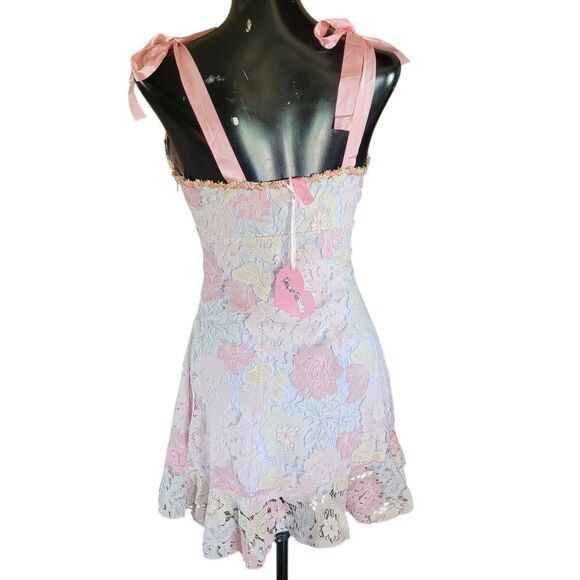 Sugar Thrillz Pastel Floral Lace Mini Dress - Picture 5 of 7